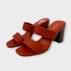 MICHAEL Michael Kors Glenda Leather Slide, Block Heel -  Orange Spice - Size 6